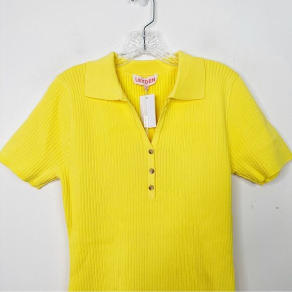 NWT LEYDEN Ribbed Polo 1/4 Button Short Sleeve Dress in Sunshine Sz. XL - Picture 4 of 6